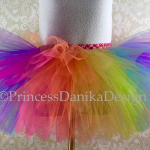 Neon Rainbow Tutu, Circus Tutu, Clown Tutu, Color Run Tutu, Rave Tutu, Adult Tutu, Fun Run Tutu, Kids Tutu, Dress Up Tutu, Halloween Tutu image 1