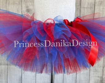 Red and Royal Blue Tulle Tutu: Party Costume, Girls & Women