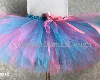 Pink and Turquoise Tulle Tutu: Party Costume