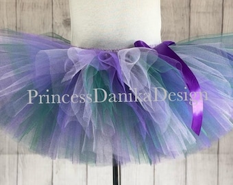 Purple Teal Mermaid Tutu: Tulle Halloween Costume, Party Wear