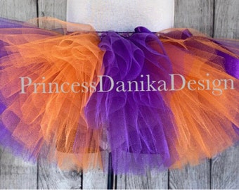 Orange & Purple Tutu Skirt, Halloween Costume, Party Wear for Birthdays, Photo Shoots, Festivities, Sports Athletic Wear, Handmade Gift