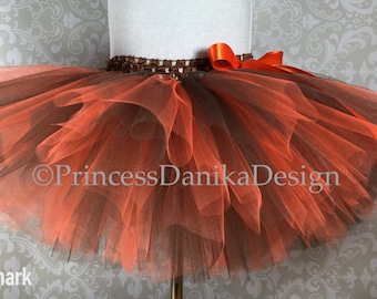 Orange and Brown Tulle Tutu Skirt: Fall Halloween Costume