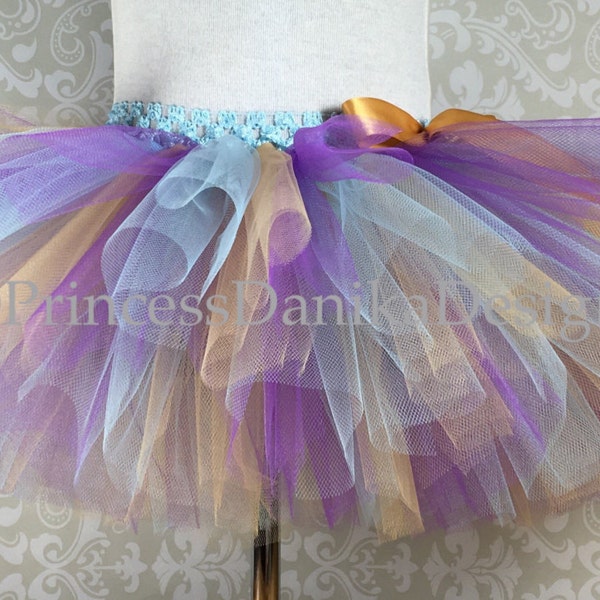 Aqua Purple Gold Arabian Princess Cosplay Tutu, Halloween Costume Dress Up Tutu, Girls Kids Tween Adult Tulle Tutu Skirt Handmade Gift