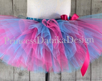 Fuchsia and Turquoise Tulle Tutu: Party Costume