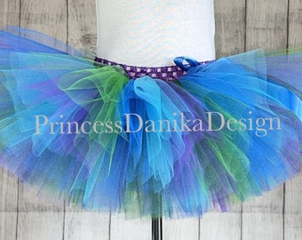 Peacock Tulle Tutu: Blue, Green & Purple Costume Skirt