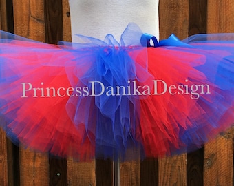 Red and Royal Blue Tulle Tutu: Superhero, 4th of July, Sports