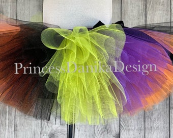 Halloween Witch Tutu: Black, Green, Purple & Orange Tulle