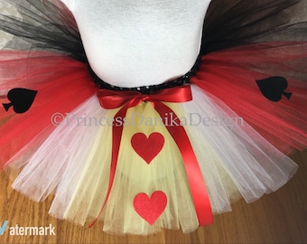 Queen of Hearts Tutu: Red, White & Black Tulle Skirt