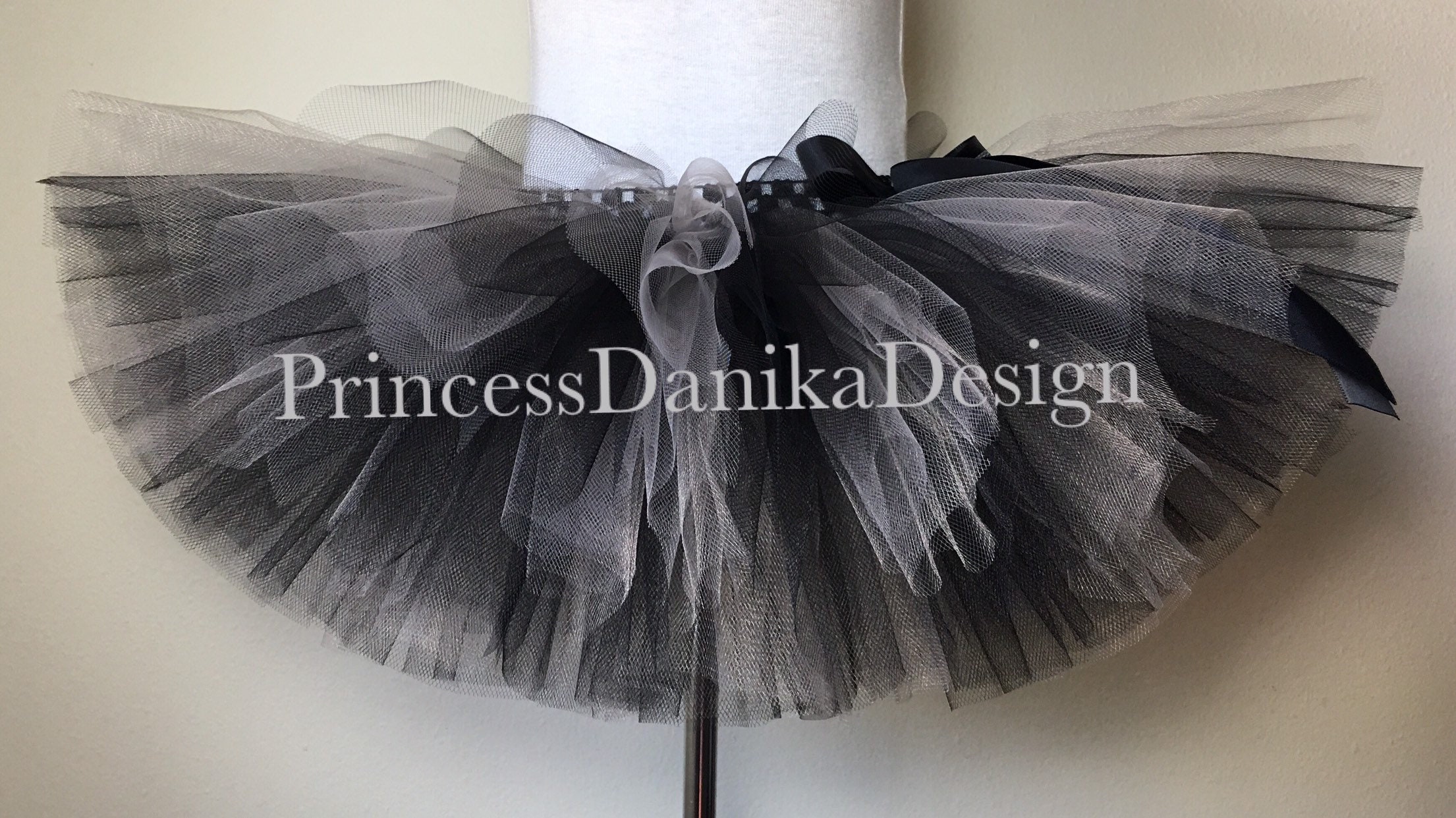 Black & Gray Tutu, Raccoon Witch Zombie Costume, Handmade Kids Adult