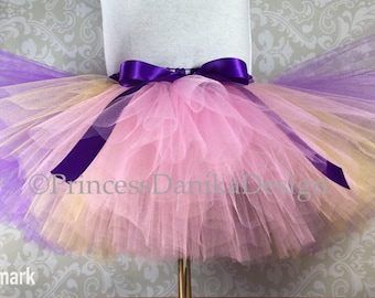 Pink Purple Gold Tulle Tutu: Handmade Princess Costume