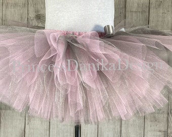 Pink and Silver Tulle Tutu: Baby, Bridal, & Party Skirt