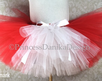 Christmas Tulle Tutu: Red and White Holiday Skirt