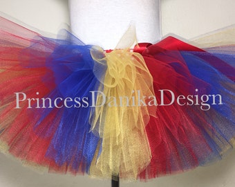 Red Blue Yellow Tulle Tutu: Circus Carnival Costume