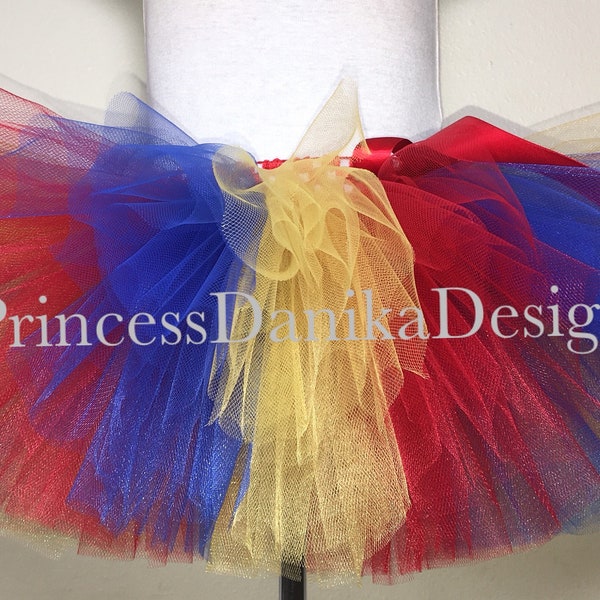 Red Blue & Yellow Tutu, Circus Carnival Festival Tutu, Clown Tutu, Summer Beach Ball Tutu, Kids Adult Girls Tutu, Running Tennis Skirt, Gift