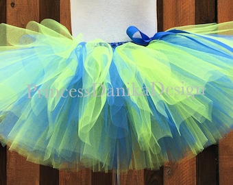 Royal Blue & Green Apple Tulle Tutu: Fun Run, Race, Sports