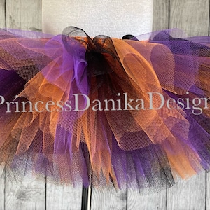 Halloween Witch Tutu: Black, Orange & Purple Tulle Costume