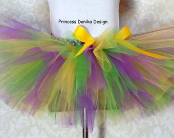 Mardi Gras Tulle Tutu: Purple, Green & Yellow Carnival Skirt