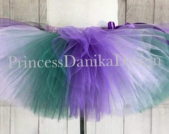 Purple Teal Tulle Tutu: Mermaid Peacock Costume, Cosplay, Dress Up