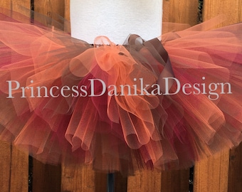 Fall Thanksgiving Tulle Tutu: Brown, Orange, Wine Party Skirt