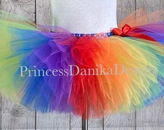 Rainbow Tulle Tutu: Girls' & Women's Party Skirt