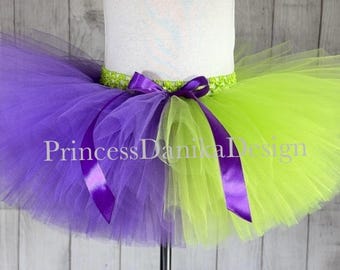Green & Purple Tulle Tutu: Jester Clown Costume