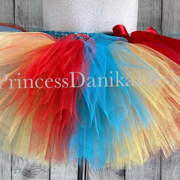 Red Turquoise & Yellow Tutu Circus Clown Tutu Festival Carnival Party Wear for Birthday Halloween Gift Kids to Adults Runs Tennis Pickleball