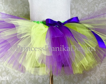 Green & Purple Tulle Tutu: Halloween Witch Costume, Carnival Skirt