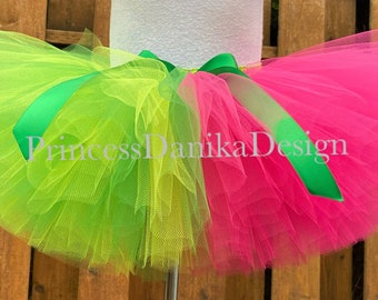 Watermelon Tutu: Pink and Green Tulle, Summer Party Costume, Seedless Watermelon, No Felt Seeds