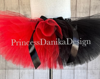 Red & Black Tulle Tutu: Gothic, Cosplay, Halloween Costume