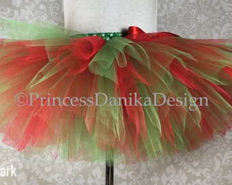 Christmas Elf Tutu: Red and Green Tulle Costume