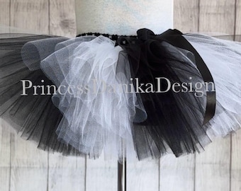 Black and White Tulle Tutu: Halloween Costume, Dance, Runs