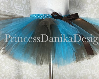 Brown and Turquoise Tulle Tutu: Party Cake Smash Costume