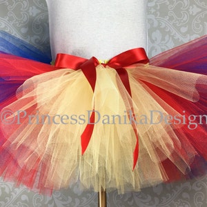 Red, Blue, and Yellow Tulle Tutu: Snow Princess Costume Skirt