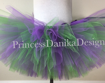 Purple & Emerald Green Tulle Tutu Skirt, Women's to Girls Sizes