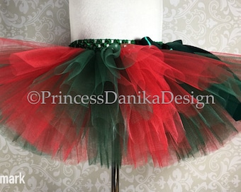 Christmas Tulle Tutu: Red and Green Poinsettia Skirt