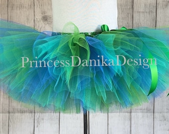 Emerald Green Royal Blue and TEAL tutu, Above-the-knee length tulle skirt, Sizes Baby to Adults, Gift for any occasion, Athletic Tutu Skirt