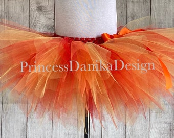 Fire Flames Tulle Tutu: Red, Orange, Yellow Pixie Cut