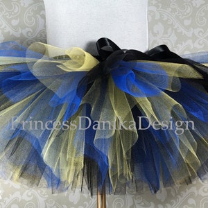 Black Royal Blue & Yellow Tulle Tutu Skirt  Ballet Skirt Dance Costume Handcrafted Dress-Up Party Wear for Halloween Fun Run Tennis Skirt