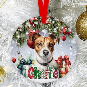 Personalized Dog Ornament, Family Pet Ornament, Jack Russell Christmas Ornament, Pet Name Ornament, Customized Dog Ornament, Dog Mom