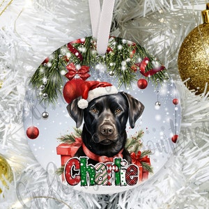 Personalized Dog Ornament, Family Pet Ornament, Black Labrador Retriever, Pet Name Ornament, Customized Dog Ornament, Dog Mom