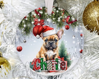 Personalized Frenchie Christmas Ornament: Family Pet Name Ornament