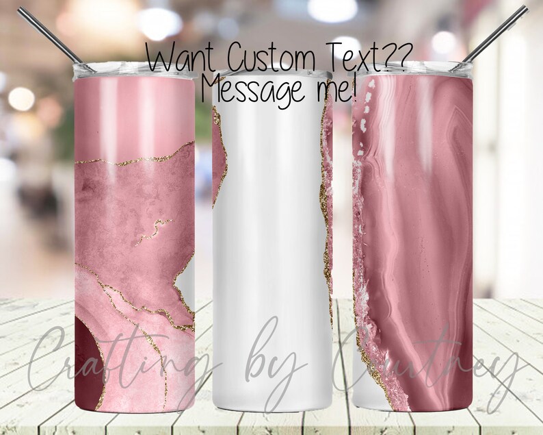 20oz Skinny Tumbler Geode Dusty Rose White