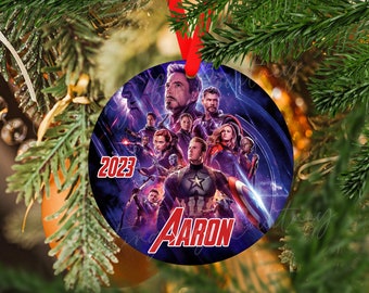 Personalized Ceramic Ornament, Avengers Endgame Inspired Ornament, Custom Christmas Ornament, Superhero Theme Gift