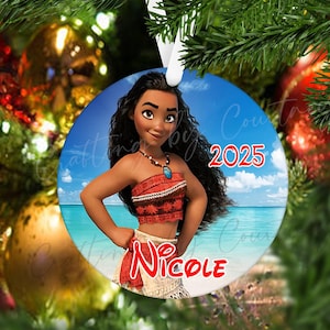 Personalized Christmas Ornament, Moana Inspired Ornament, Custom Name Ornament, 2025 Christmas Ornament, Princess Theme Gift