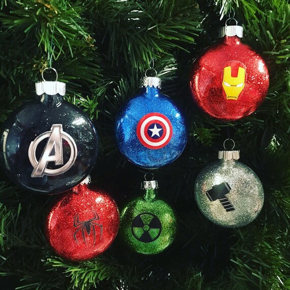Superhero glass ornaments set of 6 | Etsy
