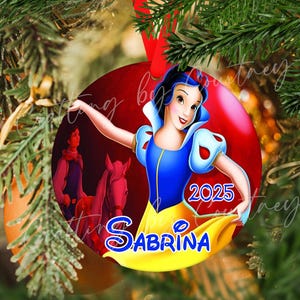 Personalized Christmas Ornament, Snow White Inspired Ornament, Custom Name Ornament, 2025 Christmas Ornament, Princess Theme Gift