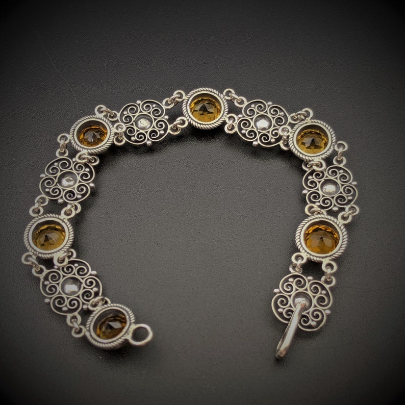 Peruzzi Sterling Silver and Yellow Citrine Filigree Bracelet
