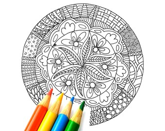 Instant Download Printable Zendoodle Coloring Page Zentangle - Etsy