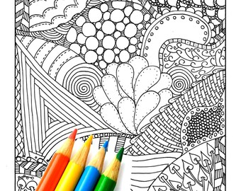 Instant Download Printable Zendoodle Coloring Page Zentangle - Etsy