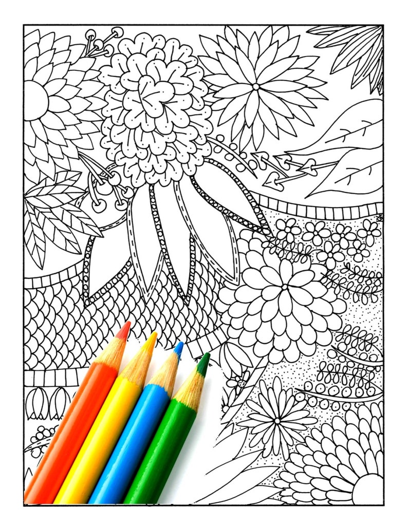Instant Download Printable Zendoodle Coloring Page Zentangle - Etsy